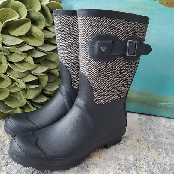 Chooka Mid Calf Racer Herringbone Waterproof Rain - Picture 2 of 14